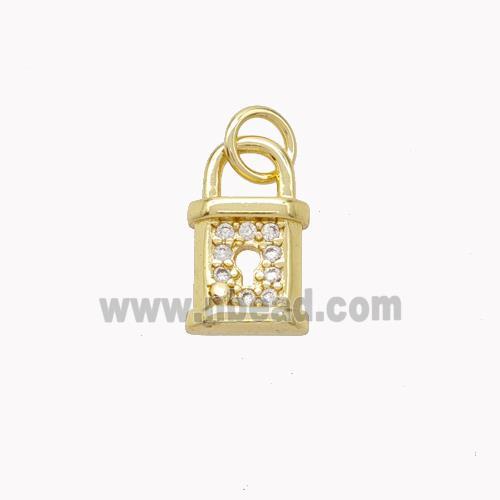 Copper Lock Pendant Pave Zirconia Gold Plated