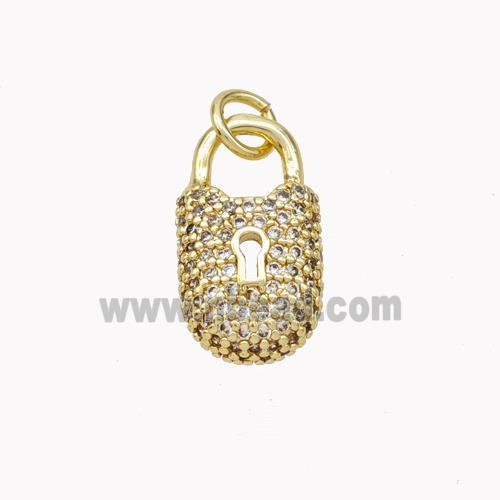 Copper Lock Pendant Pave Zirconia Gold Plated