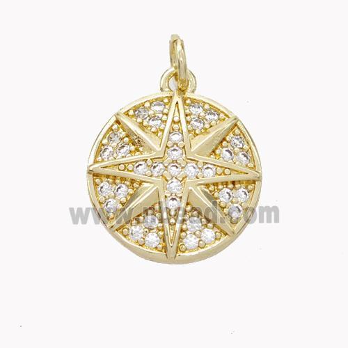 Copper Northstar Pendant Pave Zirconia Gold Plated