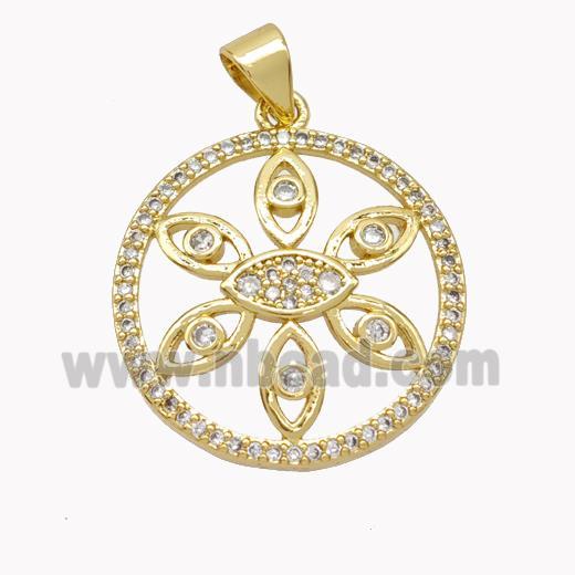 Copper Eye Pendant Pave Zirconia Gold Plated