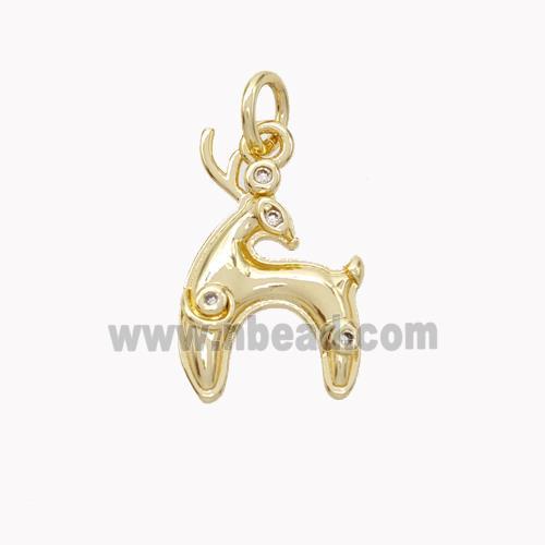 Copper Deer Pendant Pave Zirconia Gold Plated