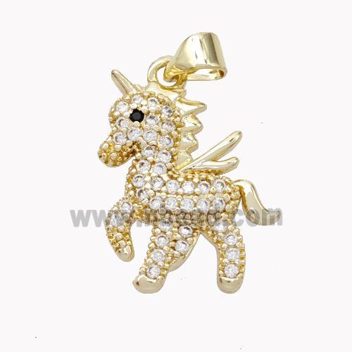 Copper Unicorn Charms Pendant Pave Zirconia Gold Plated