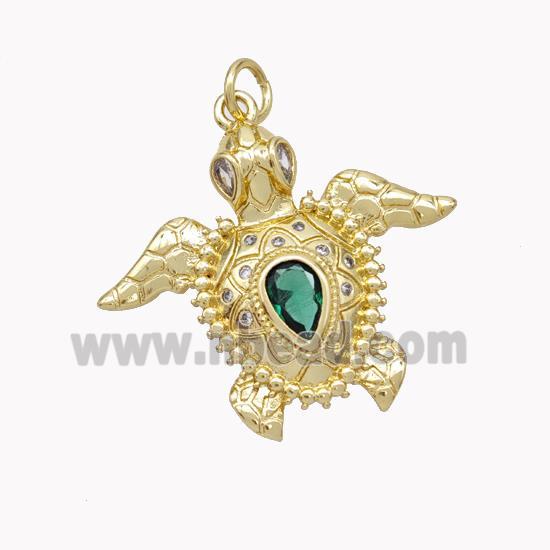 Copper Tortoise Pendant Pave Zirconia Gold Plated