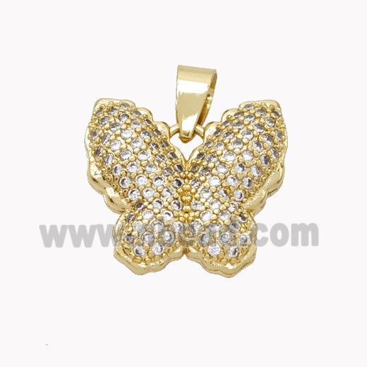 Copper Butterfly Pendant Pave Zirconia Gold Plated