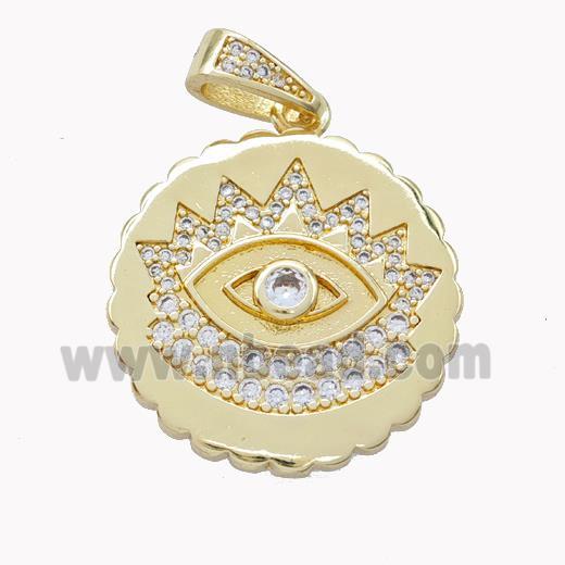 Copper Eye Pendant Pave Zirconia Gold Plated