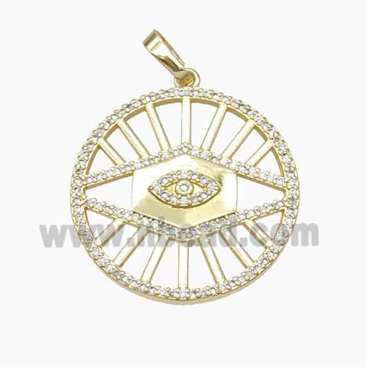 Copper Eye Pendant Pave Zirconia Gold Plated