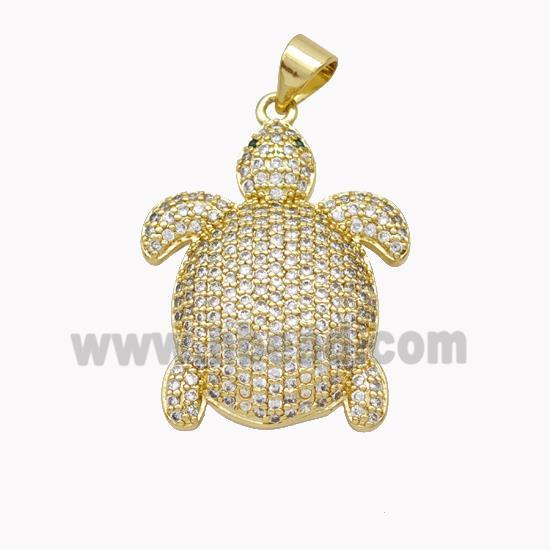 Copper Tortoise Pendant Pave Zirconia Gold Plated