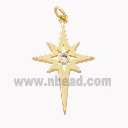 Copper Northstar Pendant Pave Zirconia Gold Plated