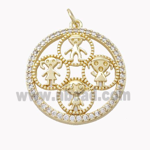 Copper Kids Pendant Pave Zirconia Gold Plated