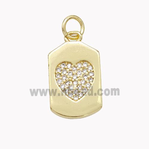 Copper Heart Pendant Micropave Zirconia Gold Plated