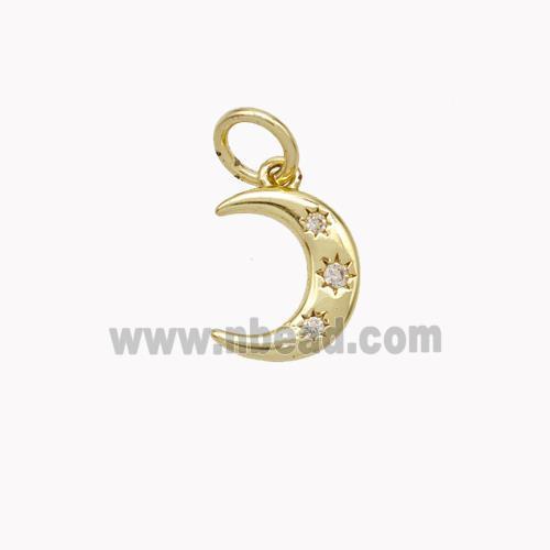 Copper Moon Pendant Micropave Zirconia Gold Plated