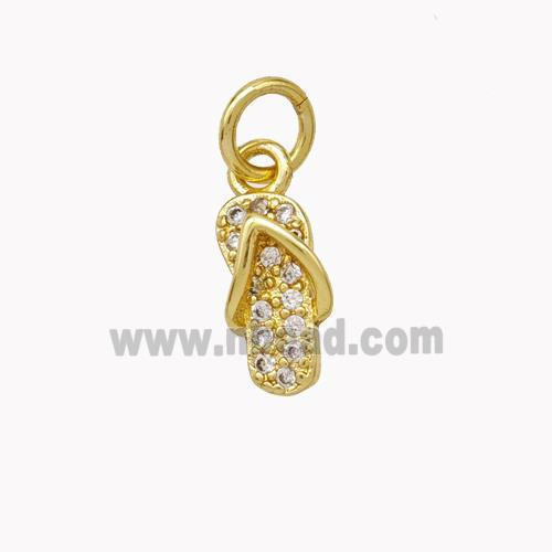 Copper Shoes Pendant Micropave Zirconia Gold Plated