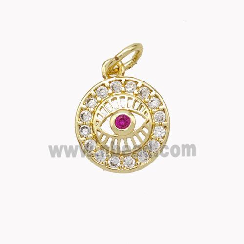 Copper Eye Pendant Micropave Zirconia Gold Plated