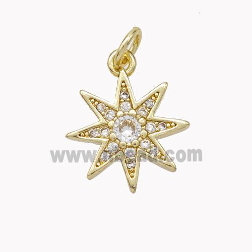 Copper Northstar Pendant Micropave Zirconia Gold Plated