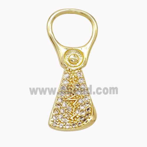 Copper Keychain Pendant Pave Zirconia Gold Plated