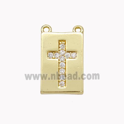 Copper Cross Pendant Pave Zirconia 2loops Gold Plated