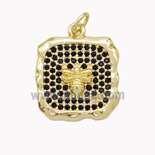 Copper Honeybee Pendant Pave Zirconia Square Gold Plated