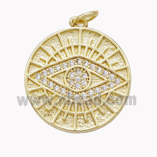 Copper Eye Pendant Pave Zirconia Gold Plated