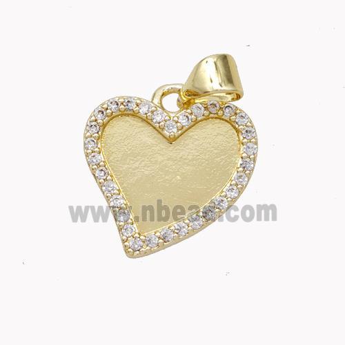 Copper Heart Pendant Pave Zirconia Gold Plated