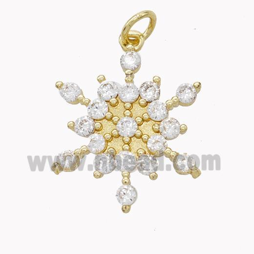 Copper Snowflake Pendant Micropave Zirconia Gold Plated