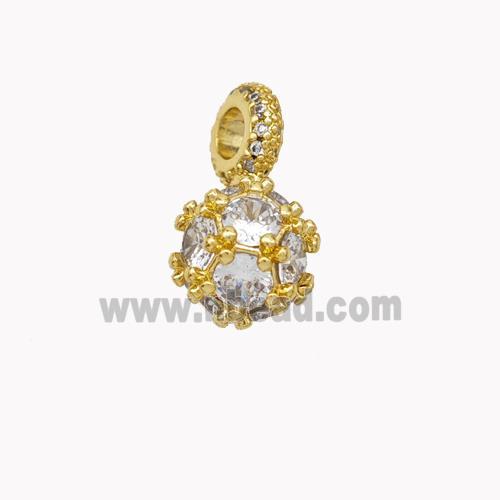 Copper Ball Pendant Pave Zirconia Gold Plated