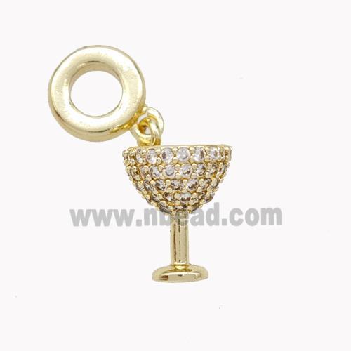 Copper Wine Cup Pendant Pave Zirconia Gold Plated