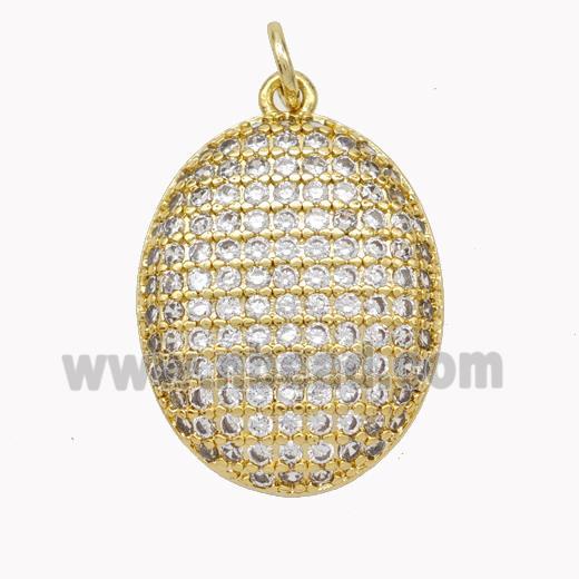 Copper Egg Pendant Pave Zirconia Oval Gold Plated