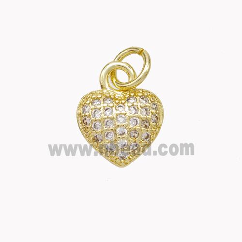 Copper Heart Pendant Micropave Zirconia Gold Plated