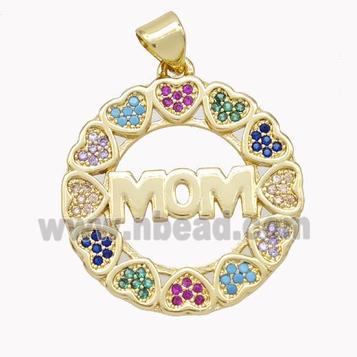 Copper MOM Pendant Pave Zirconia Gold Plated