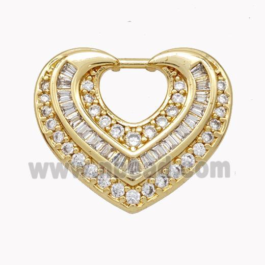 Copper Heart Pendant Micropave Zirconia Gold Plated