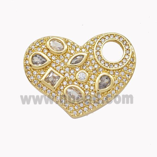 Copper Heart Pendant Micropave Zirconia Gold Plated