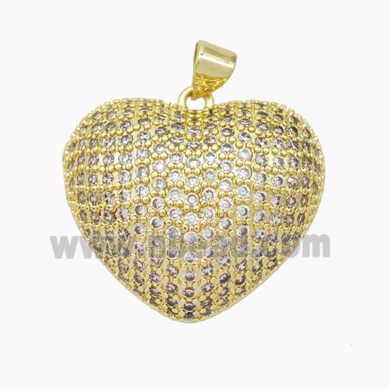 Copper Heart Pendant Micropave Zirconia Gold Plated