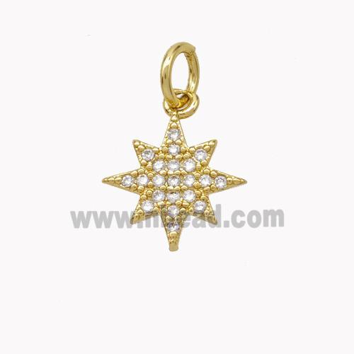 Copper Star Pendant Pave Zirconia Gold Plated