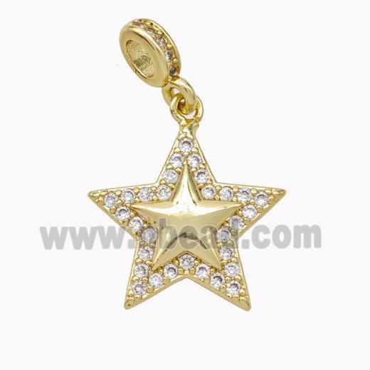 Copper Star Pendant Micropave Zirconia Gold Plated