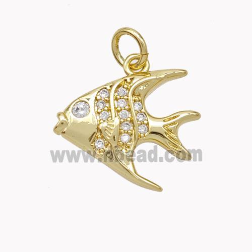 Copper Fish Pendant Micropave Zirconia Gold Plated