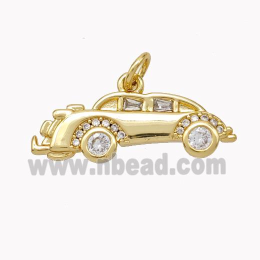 Copper Car Charms Pendant Pave Zirconia Gold Plated