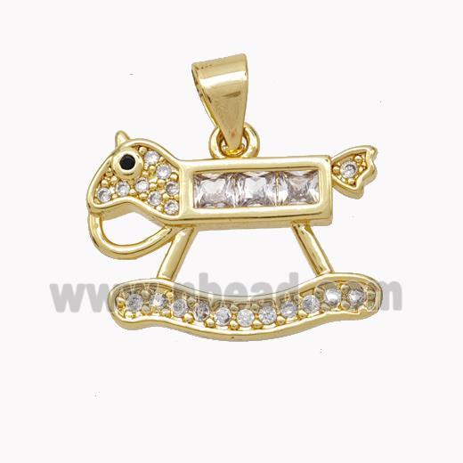 Copper Rock Horse Pendant Pave Zirconia Gold Plated