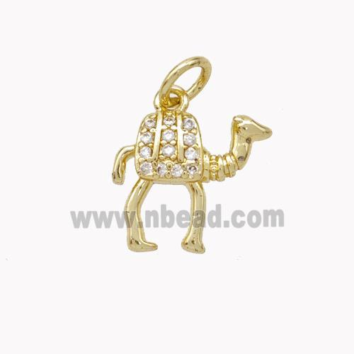 Copper Camel Pendant Pave Zirconia Gold Plated