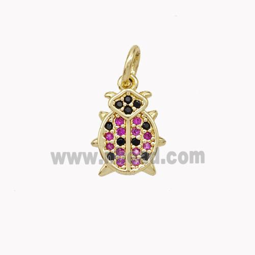 Copper Beetle Pendant Pave Zirconia Gold Plated