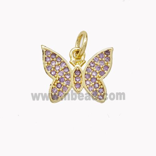 Copper Butterfly Pendant Pave Zirconia Gold Plated