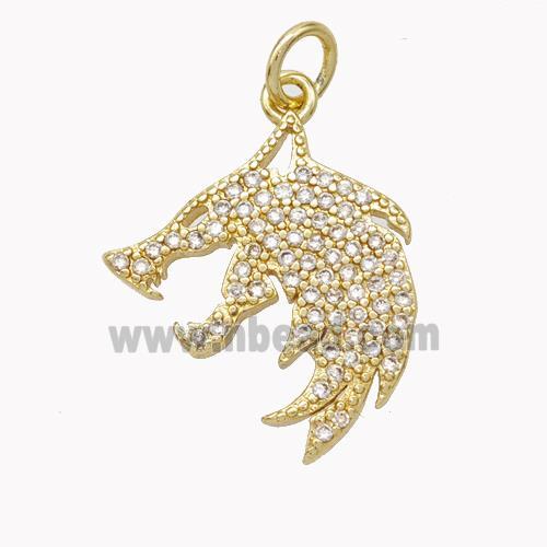 Copper Crocodile Pendant Pave Zirconia Gold Plated