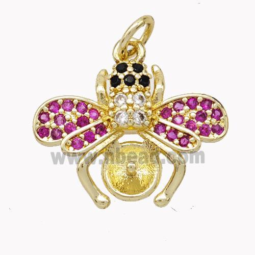 Copper Honeybee Pendant Pave Zirconia Gold Plated