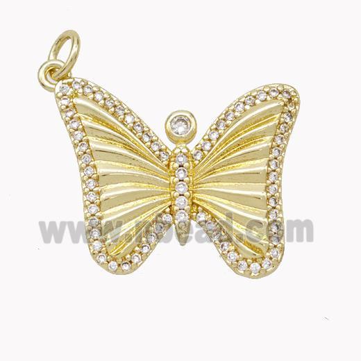 Copper Butterfly Pendant Pave Zirconia Gold Plated