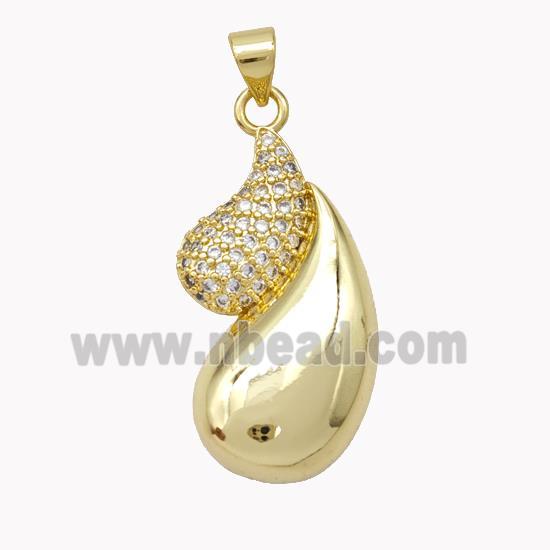 Copper Teardrop Pendant Pave Zirconia Gold Plated