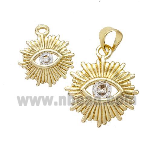 Copper Eye Pendant Micropave Zirconia Gold Plated