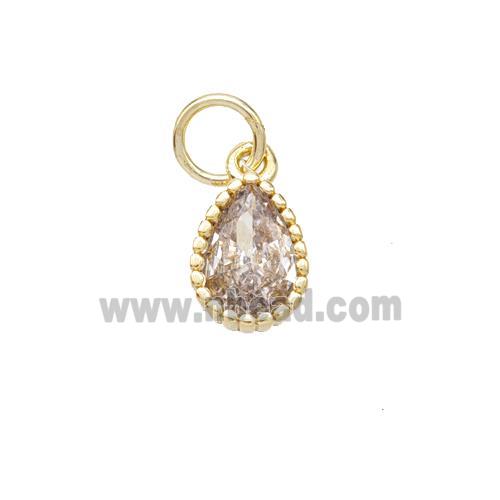 Copper Teardrop Pendant Pave Zirconia Gold Plated