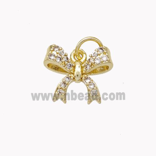 Copper Bowknot Pendant Pave Zirconia Gold Plated