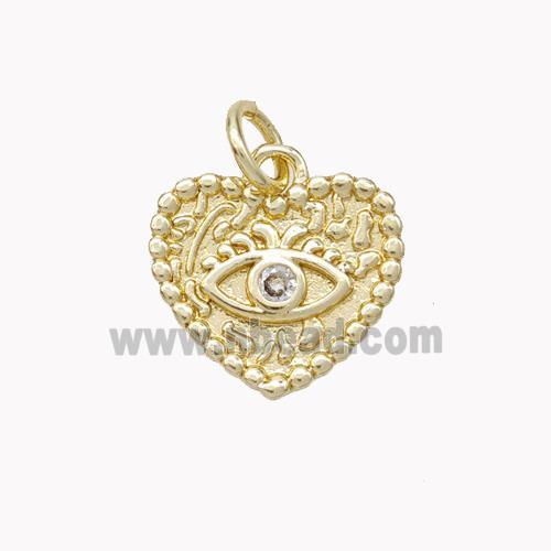 Copper Heart Eye Pendant Pave Zirconia Gold Plated