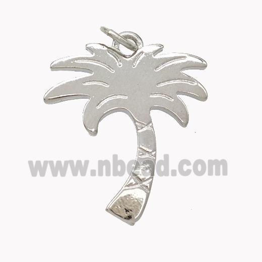 Coconut Tree Charms Copper Pendant Platinum Plated