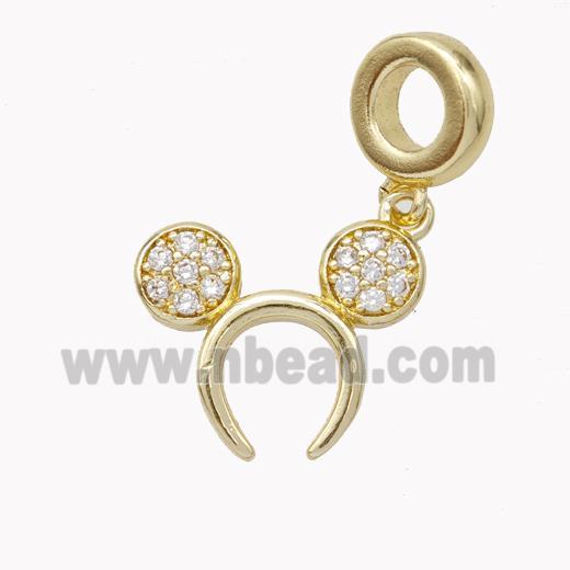 Barrette Charms Copper Pendant Pave Zirconia Gold Plated